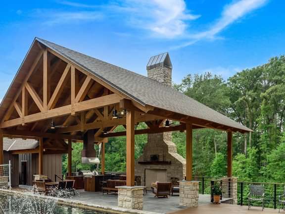 Timberlyne Louisiana Pool Pavilion Timber Frame 1
