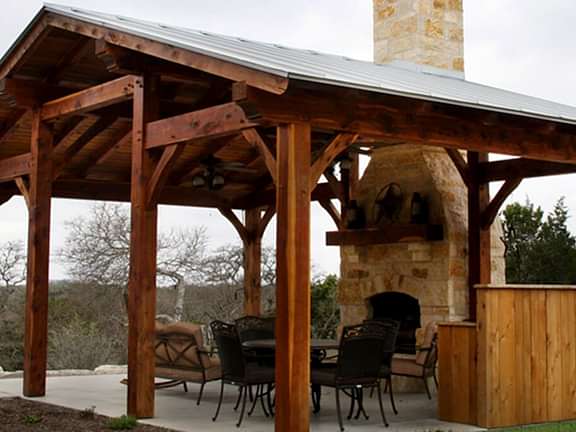 Outdoor living cedar kitchen residential timber frame 1