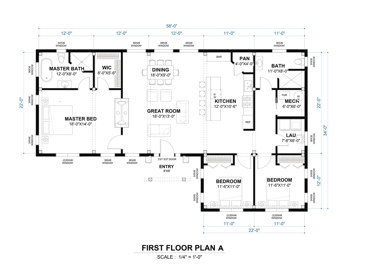 Timberlyne Cook Timber Frame Home Main Floor Plan A