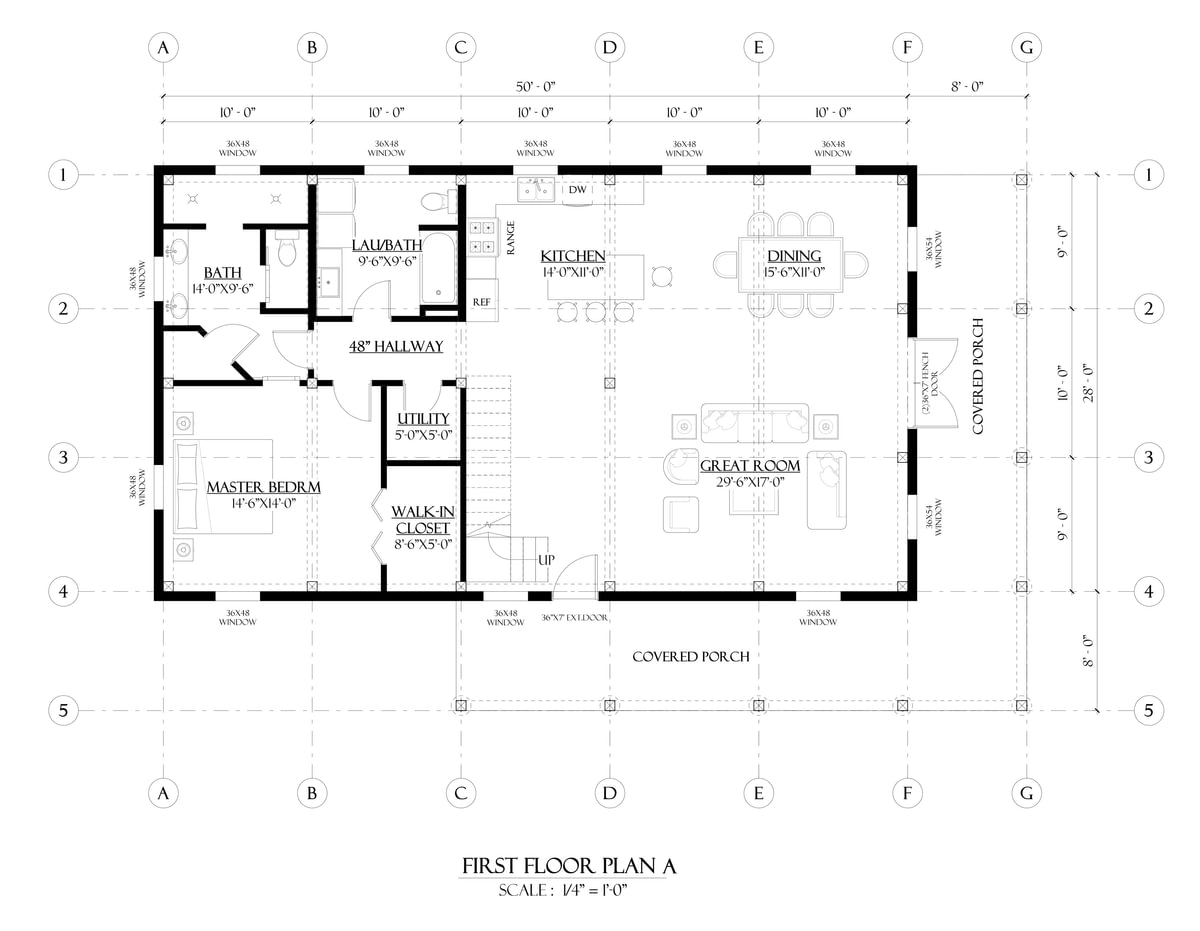 Timberlyne Hogan Timber Frame Home Main Floor Plan A